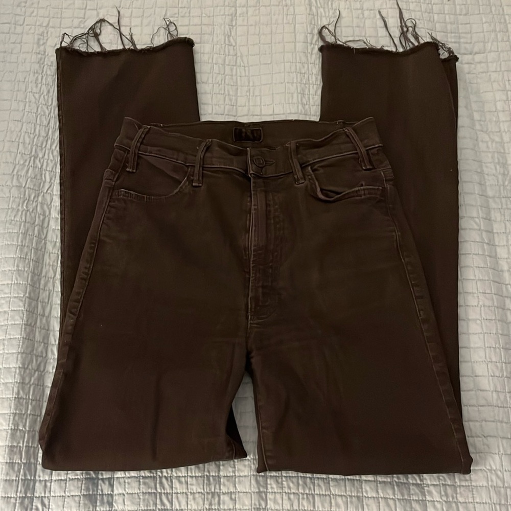 Mother Denim Black Straight Jeans
